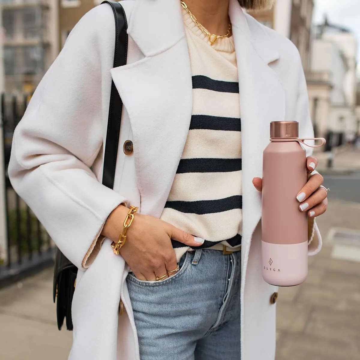 BURGA Insulated Stainless Steel Water Bottle (17oz) Keeps Drinks Hot or Cold, Leak-Proof, Anti-Slip Double Pink