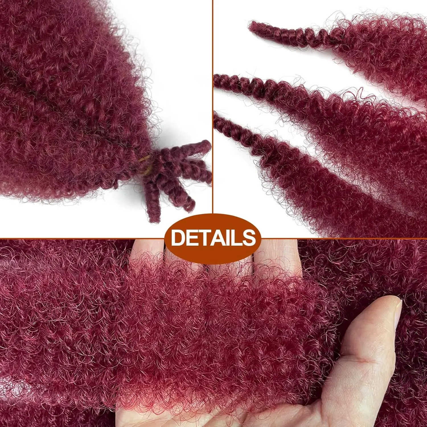 Burgundy Afro Twist Hair 16 Inch 8 Pack Kinky Twist Hair for Braiding Marley Twist Braiding Hair for Soft Locs Passion Twists Crochet Hair Synthetic Twisted Up Springy Afro Twist