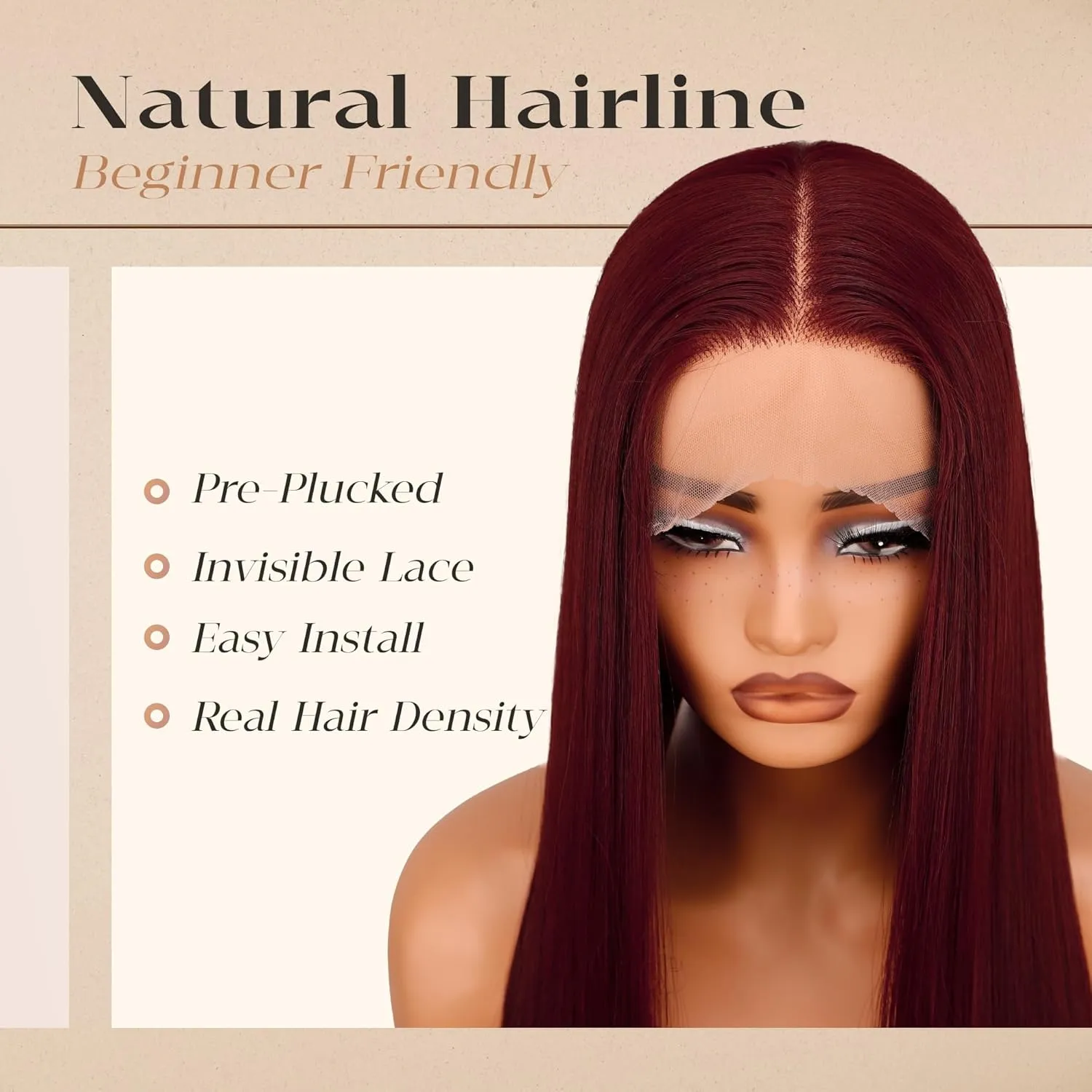 Burgundy Lace Front Wigs 30 Inch Wine Red Hair Wig Bug Red Synthetic Lace Front Wigs For Black Women (Burgundy 99j, 30 Inch)