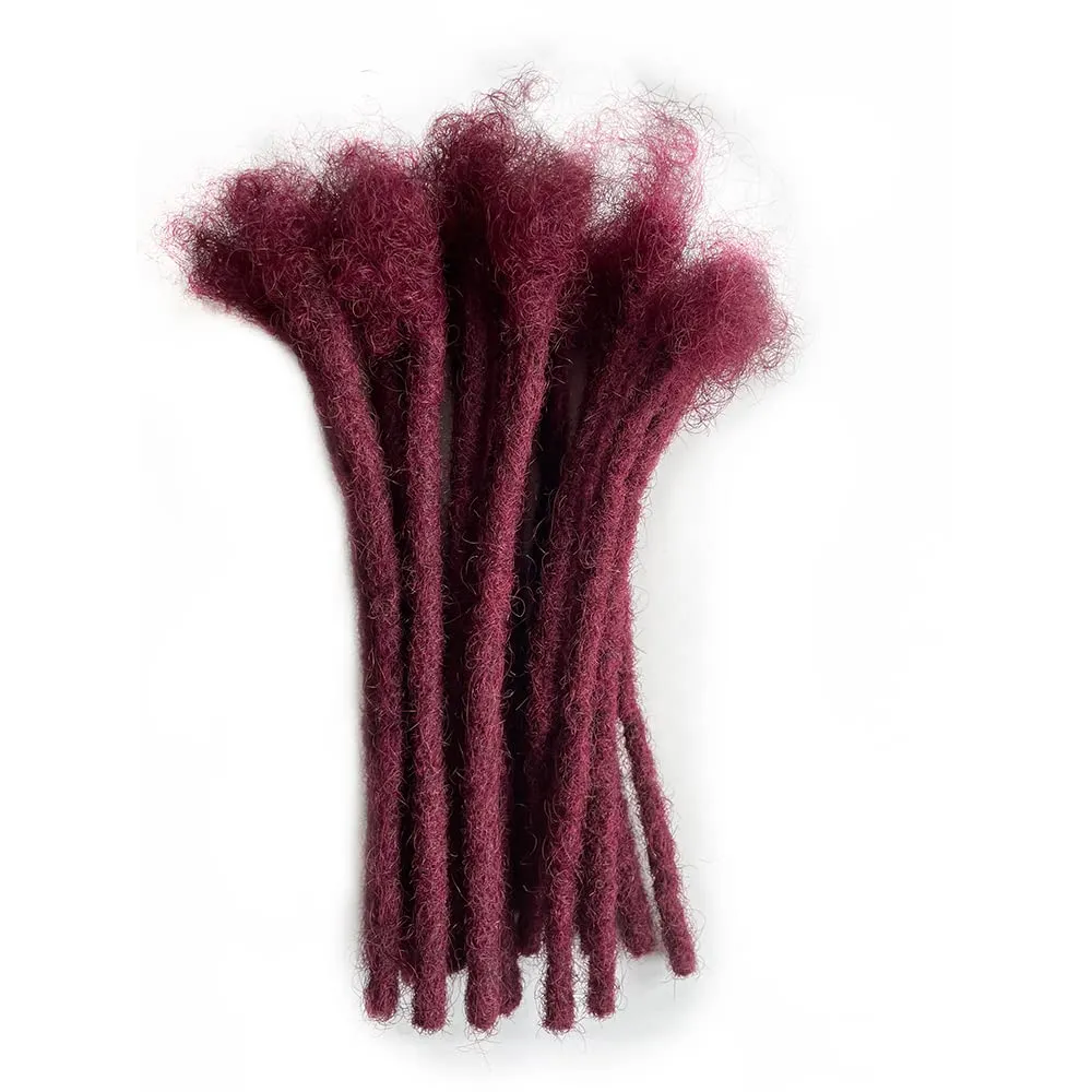 #Burgundy loc extensions Human Hair 8 Inch 30 Strands 0.6cm Thickness for Man/Women/Kid 100% Handmade Can Be Dyed Bleached Curled and Real Permanent Human Hair Dreadlock Extensions