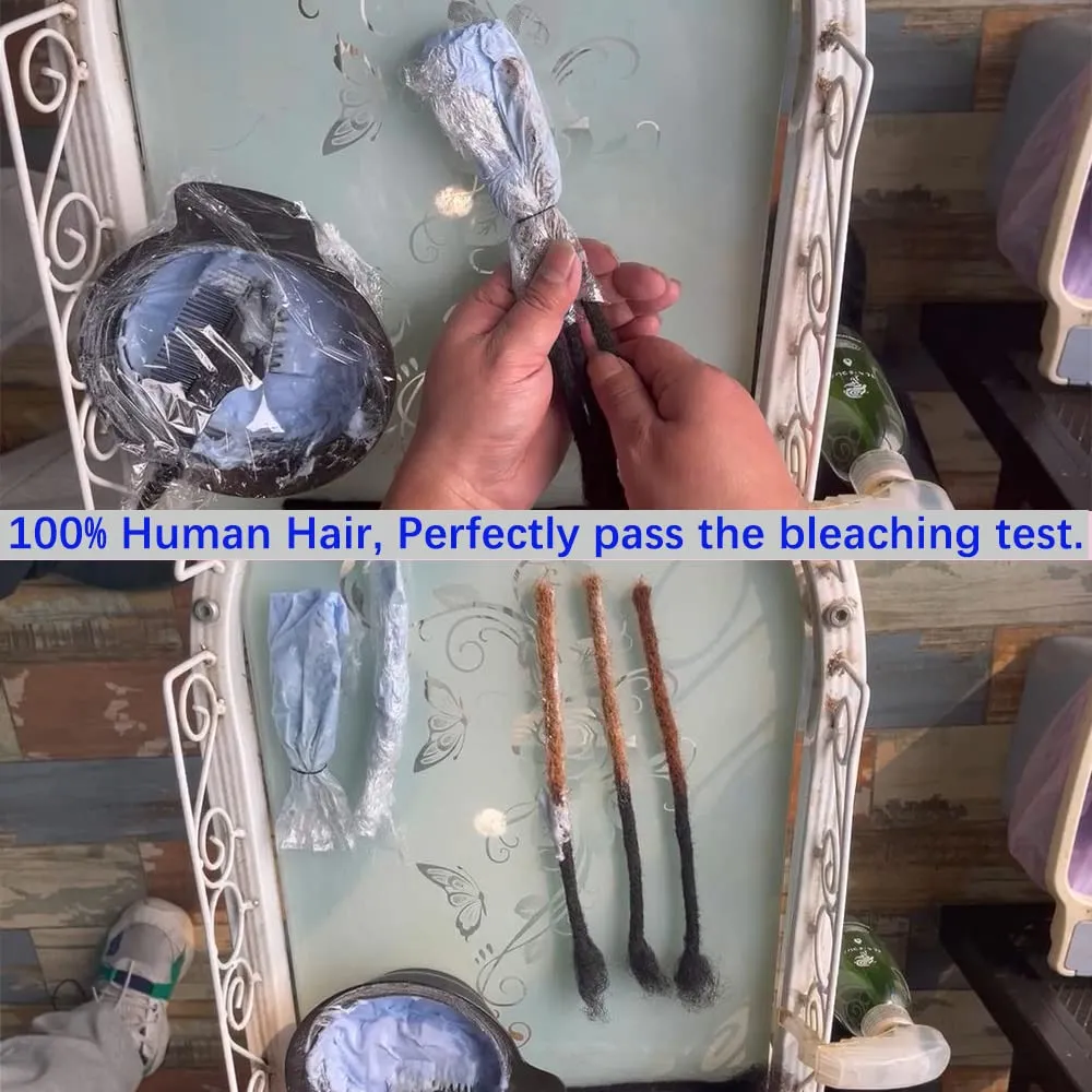 #Burgundy loc extensions Human Hair 8 Inch 30 Strands 0.6cm Thickness for Man/Women/Kid 100% Handmade Can Be Dyed Bleached Curled and Real Permanent Human Hair Dreadlock Extensions