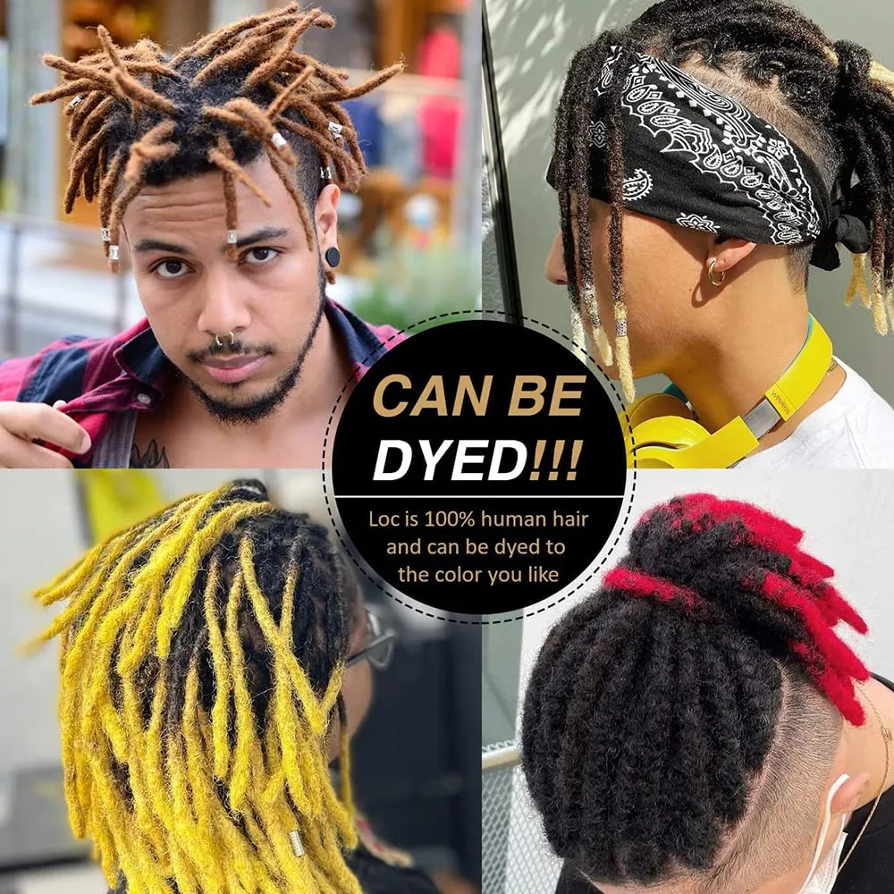 #Burgundy loc extensions Human Hair 8 Inch 30 Strands 0.6cm Thickness for Man/Women/Kid 100% Handmade Can Be Dyed Bleached Curled and Real Permanent Human Hair Dreadlock Extensions