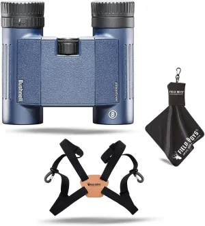 Bushnell H2O 8x25mm Binoculars, Waterproof and Fogproof Binoculars for Boating, Hiking, and Camping   Harness   Microfiber Cleaning Cloth