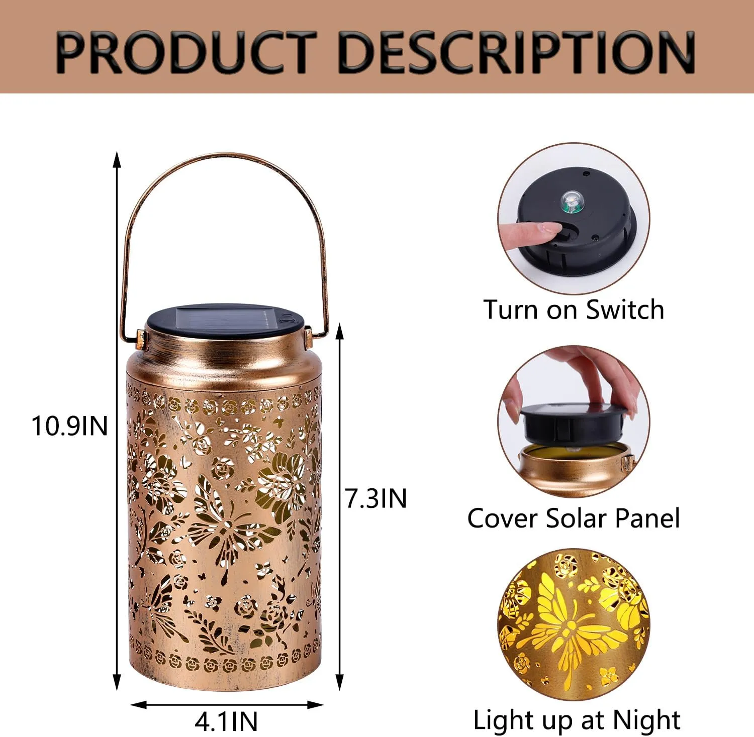 Butterfly Solar Lanterns Outdoor Waterproof, Metal Hanging Lights Decorations for Garden Yard Lawn Patio, Unique Butterfly Gifts for Women Mom Grandma Gardener Mother in Law Christmas