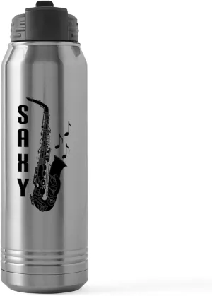 CafePress Saxy Black Saxophone For Sigg 30 Oz Stainless Steel Water Bottle 30 oz (887 ml) Stainless Steel Water Bottle