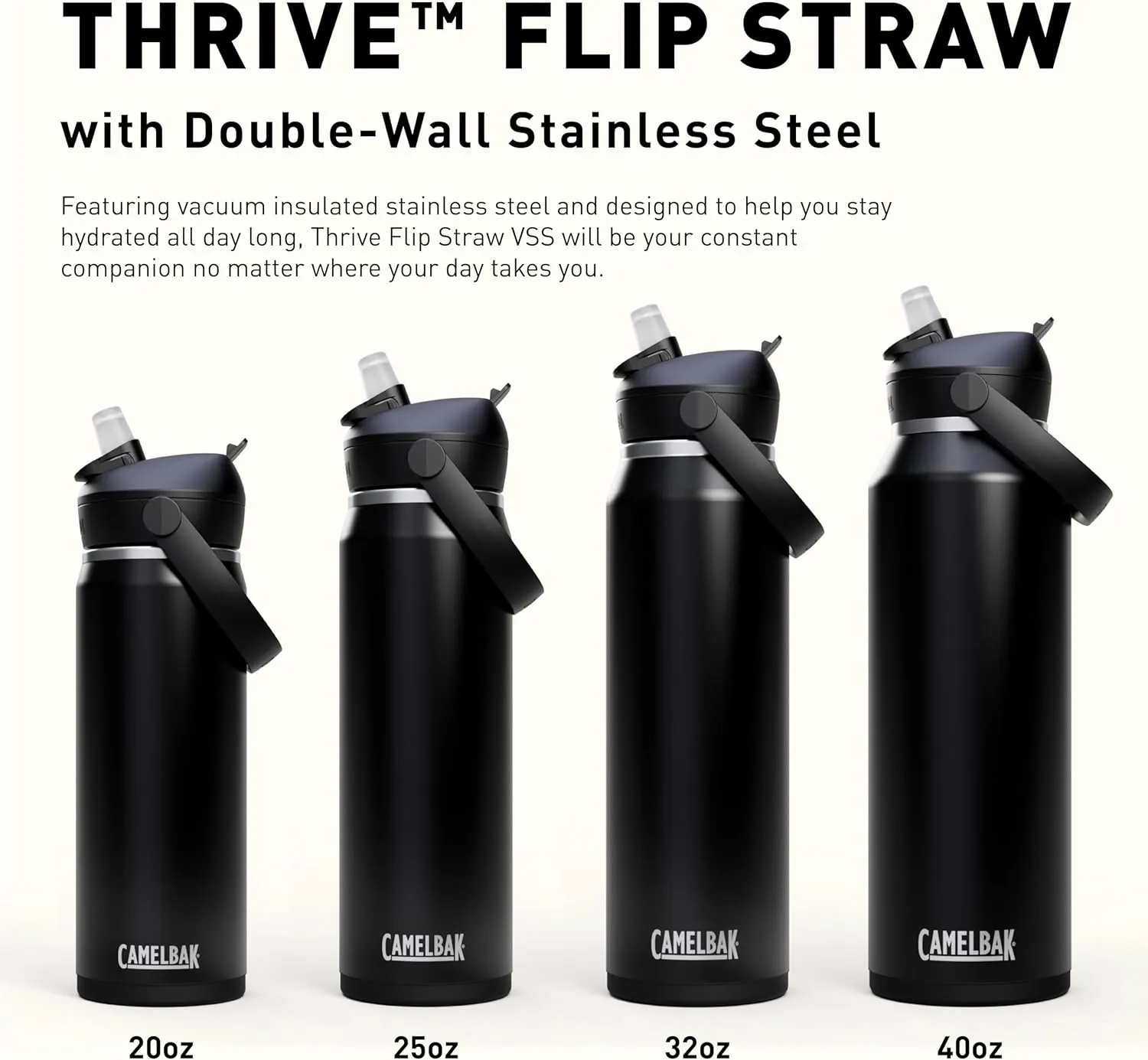 CamelBak Thrive Flip Straw Insulated Stainless Steel Water Bottle Stone, 25oz