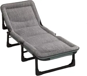 Camping Cot 4-Level Adjustment of Backrest Cots for Camping with Mattresses Sleeping Cots for Adults Load 200kg Lounge Chair