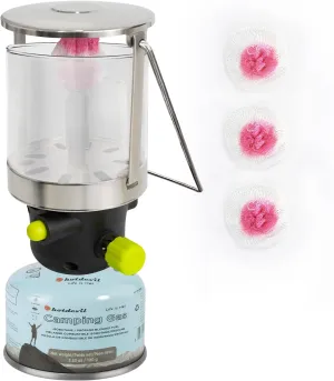 Camping Gas Lantern Outdoor Portable Camping Light Lantern Camping Lamp Isobutane Propane Tent Gas Lamp Adjustable Brightness Piezo Ignition 3 Mantles Included for Travel Hiking Emergency Use