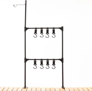 Camping Hang Rack, Grill BBQ Caddy for Outdoor, Desktop Storage Stand Rack Hanging Organizer with Light Hanger for Outdoor BBQ Picnic (Double-layer)