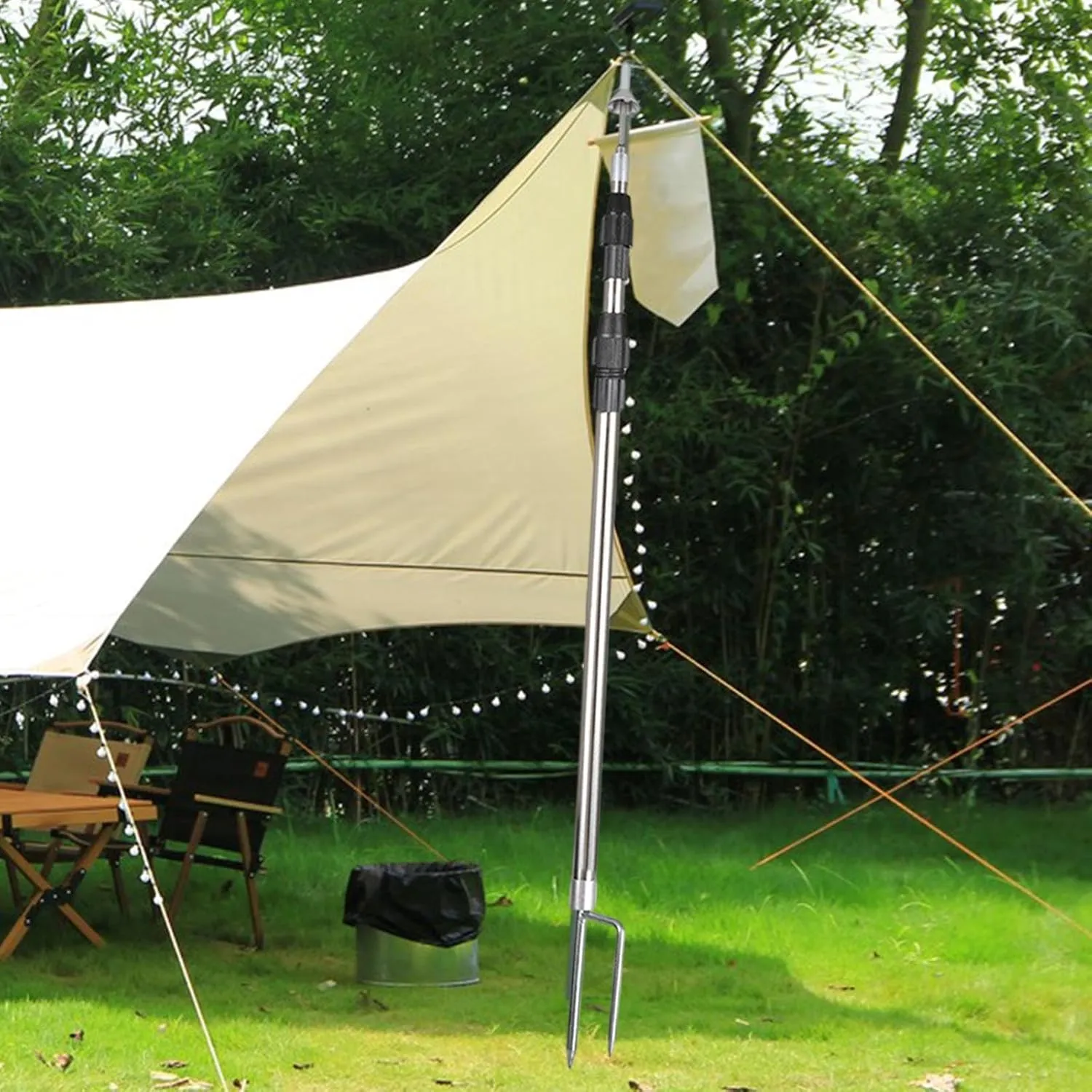 Camping Tarp Poles Awning Poles Shade Beach Tent Rods Heavy Duty Stainless Steel Tent Pole Canopy Poles for Sports Camping
