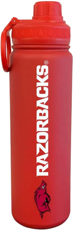Campus Colors NCAA Stainless Steel Water Bottle - Twist on cap - 24 oz - Carry Clip - Keeps Your Drinks Hot or Cold for Hours (Arkansas Razorbacks - Cardinal)