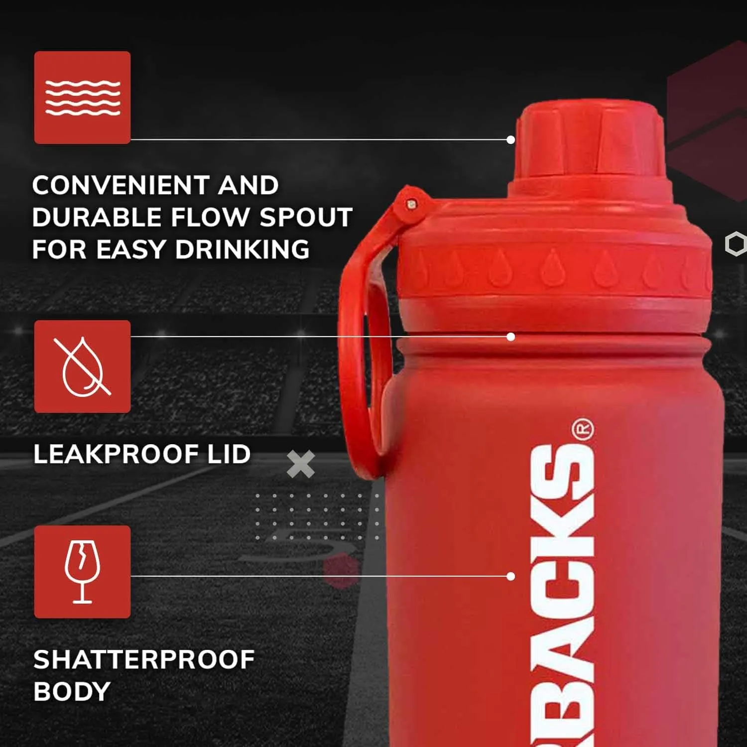Campus Colors NCAA Stainless Steel Water Bottle - Twist on cap - 24 oz - Carry Clip - Keeps Your Drinks Hot or Cold for Hours (Arkansas Razorbacks - Cardinal)