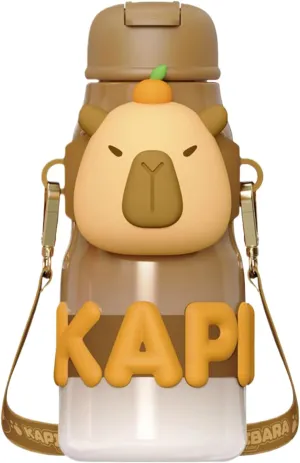 Capybara Water Bottle - 650ml Insulated Water Bottle | Large Capacity Thermal Drinking Cup, Portable Leakproof Cute Bottles for Kids Stainless Steel Travel Mug for Cycling Running