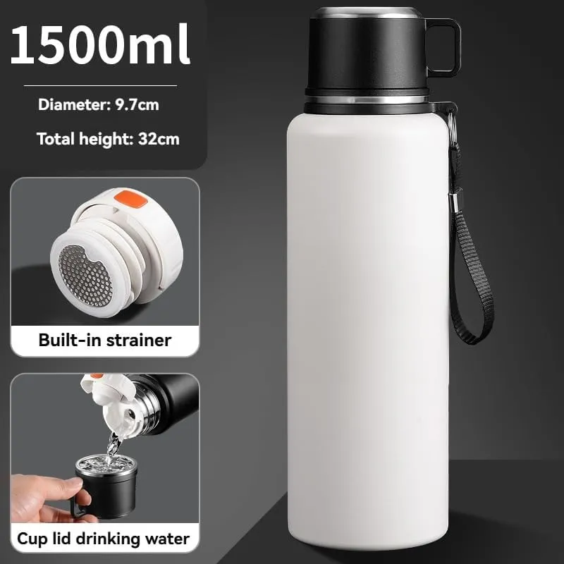 Car Vacuum Insulated Stainless Steel Water Bottle For Mazda Biante 2008-2018,Thermos Mug Leak Proof Insulated Water Bottle Reusable Water Bottle Travel Mug Thermo Mug,White-1500ml