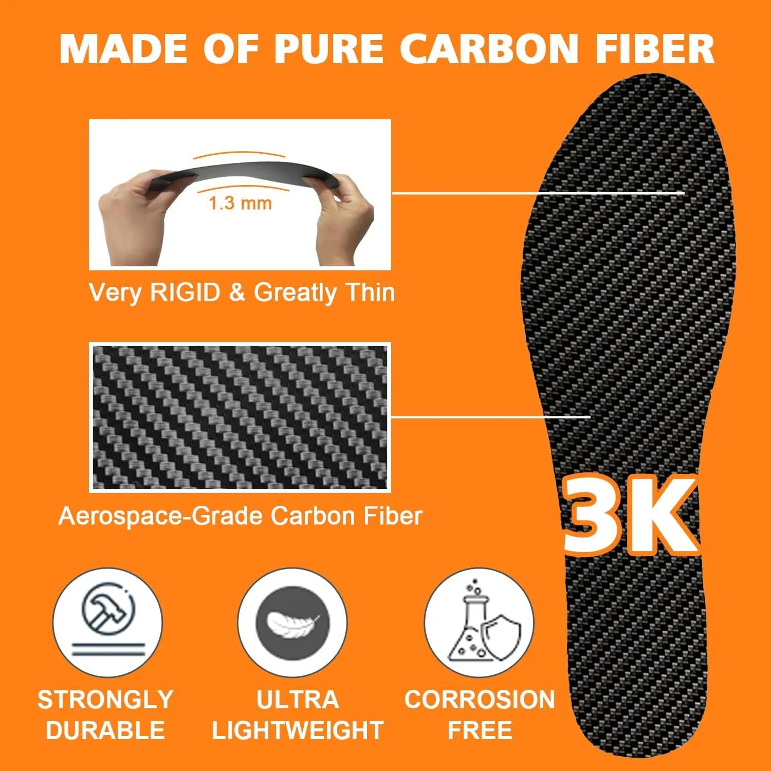 Carbon Fiber Insoles, 1 Pair Rigid Insole Insert for Pain Relief Recovery of Arthritic Toe Turf Toe, Hallux rigidus, morton's Toe, Rigid Foot Support(8.46"-215mm-Men's 5-5.5/Women's 6-6.5)