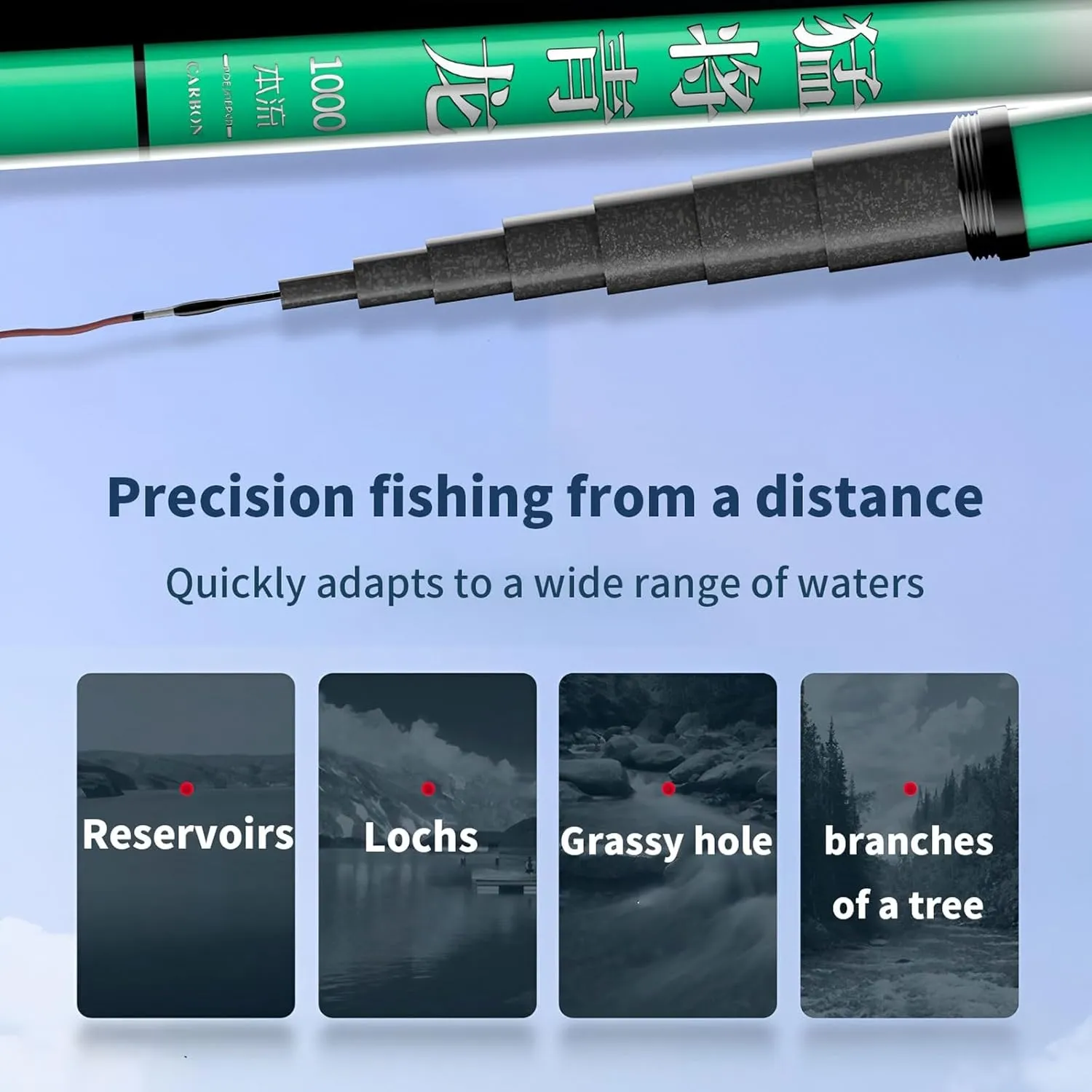 Carbon Fiber Telescopic Fishing Rod 8-16m Ultra-Light and Ultra-Hard 19 Tuned Travel Fishing Pole Baitcasting Rod for Reservoirs, Lakes and Many Other Waters
