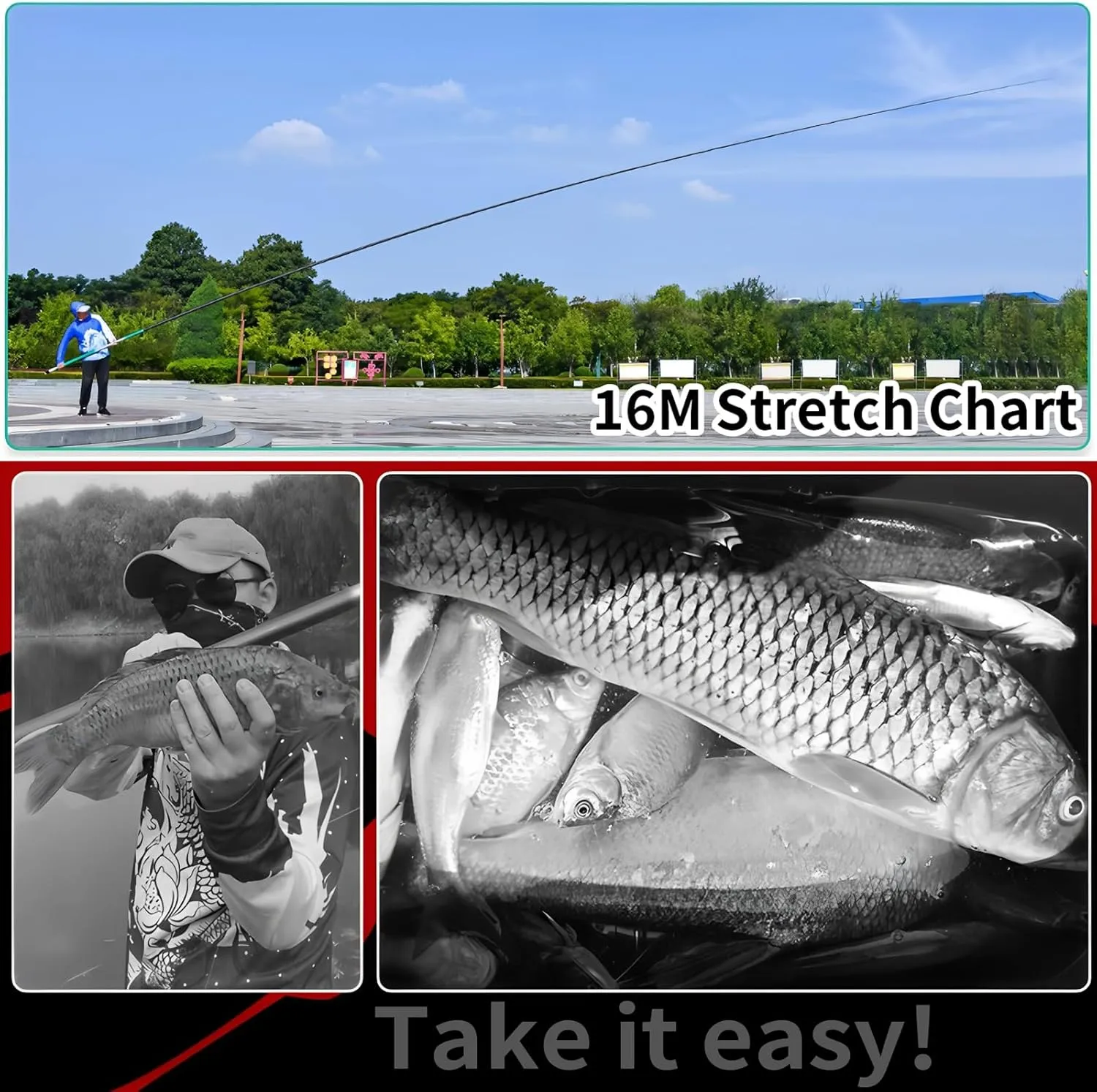 Carbon Fiber Telescopic Fishing Rod 8-16m Ultra-Light and Ultra-Hard 19 Tuned Travel Fishing Pole Baitcasting Rod for Reservoirs, Lakes and Many Other Waters