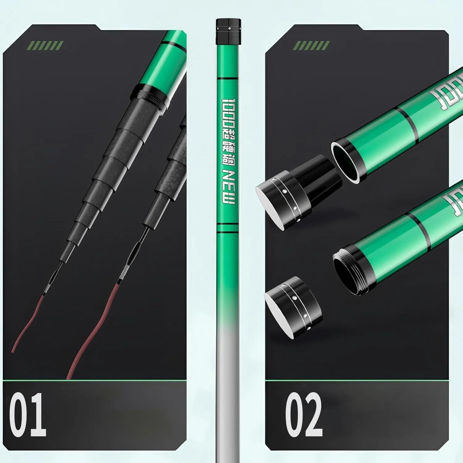 Carbon Fiber Telescopic Fishing Rod 8-16m Ultra-Light and Ultra-Hard 19 Tuned Travel Fishing Pole Baitcasting Rod for Reservoirs, Lakes and Many Other Waters