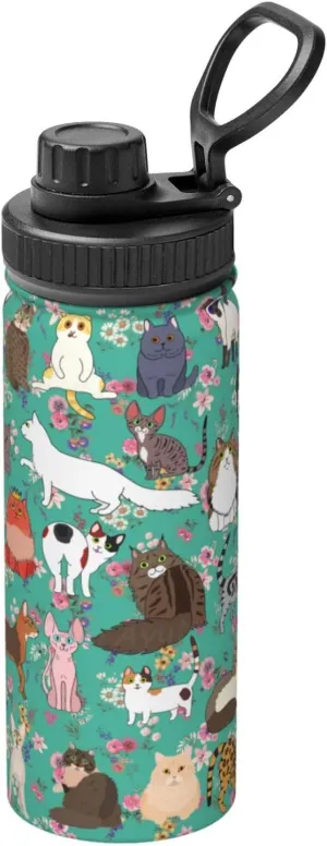 Cat Gifts Thermos Cat Water Bottle 18 Oz Stainless Steel Stainless Steel Vacuum Insulated Bottle Leak Proof Cup For Hot Or Cold Drinks