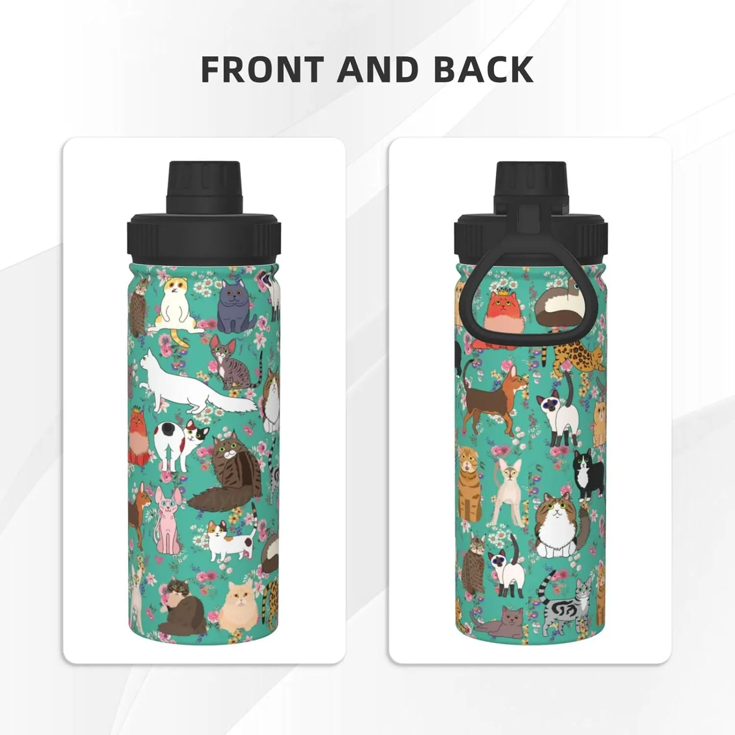 Cat Gifts Thermos Cat Water Bottle 18 Oz Stainless Steel Stainless Steel Vacuum Insulated Bottle Leak Proof Cup For Hot Or Cold Drinks