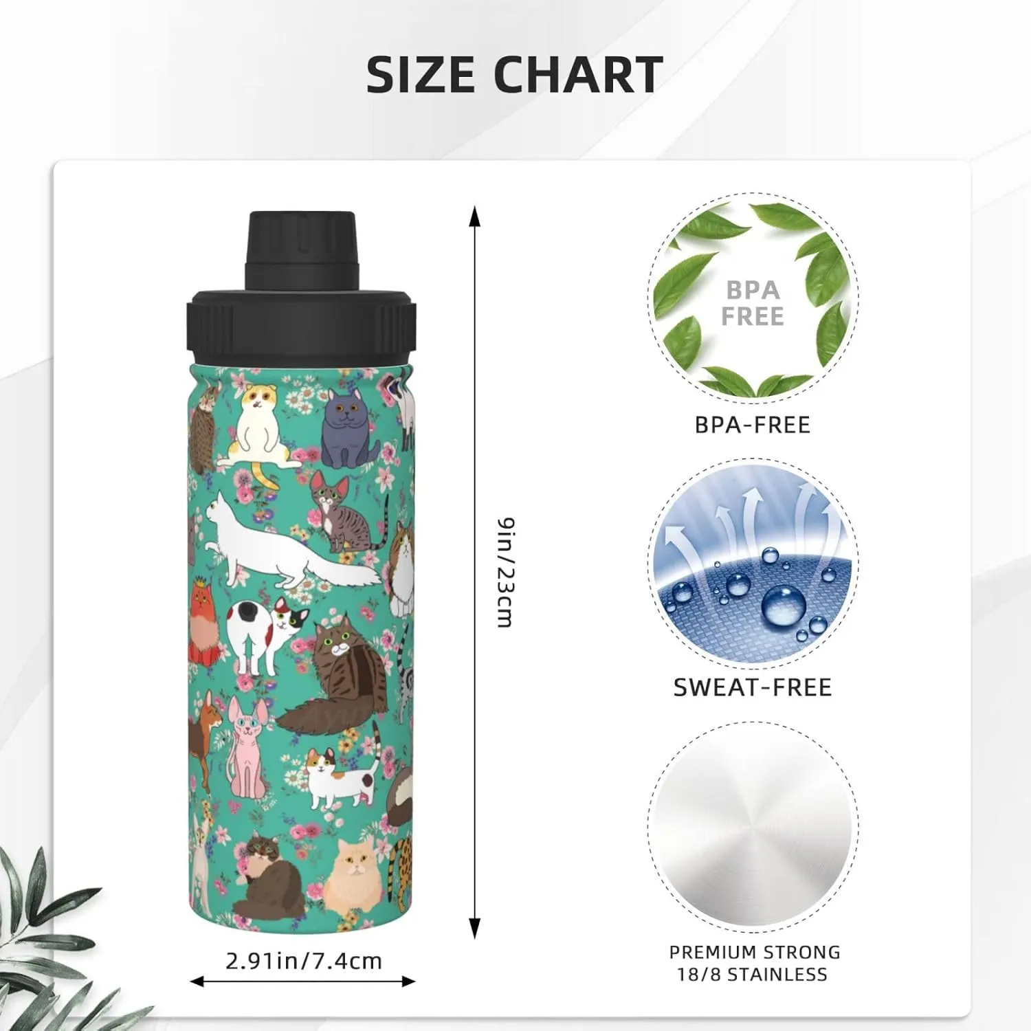 Cat Gifts Thermos Cat Water Bottle 18 Oz Stainless Steel Stainless Steel Vacuum Insulated Bottle Leak Proof Cup For Hot Or Cold Drinks