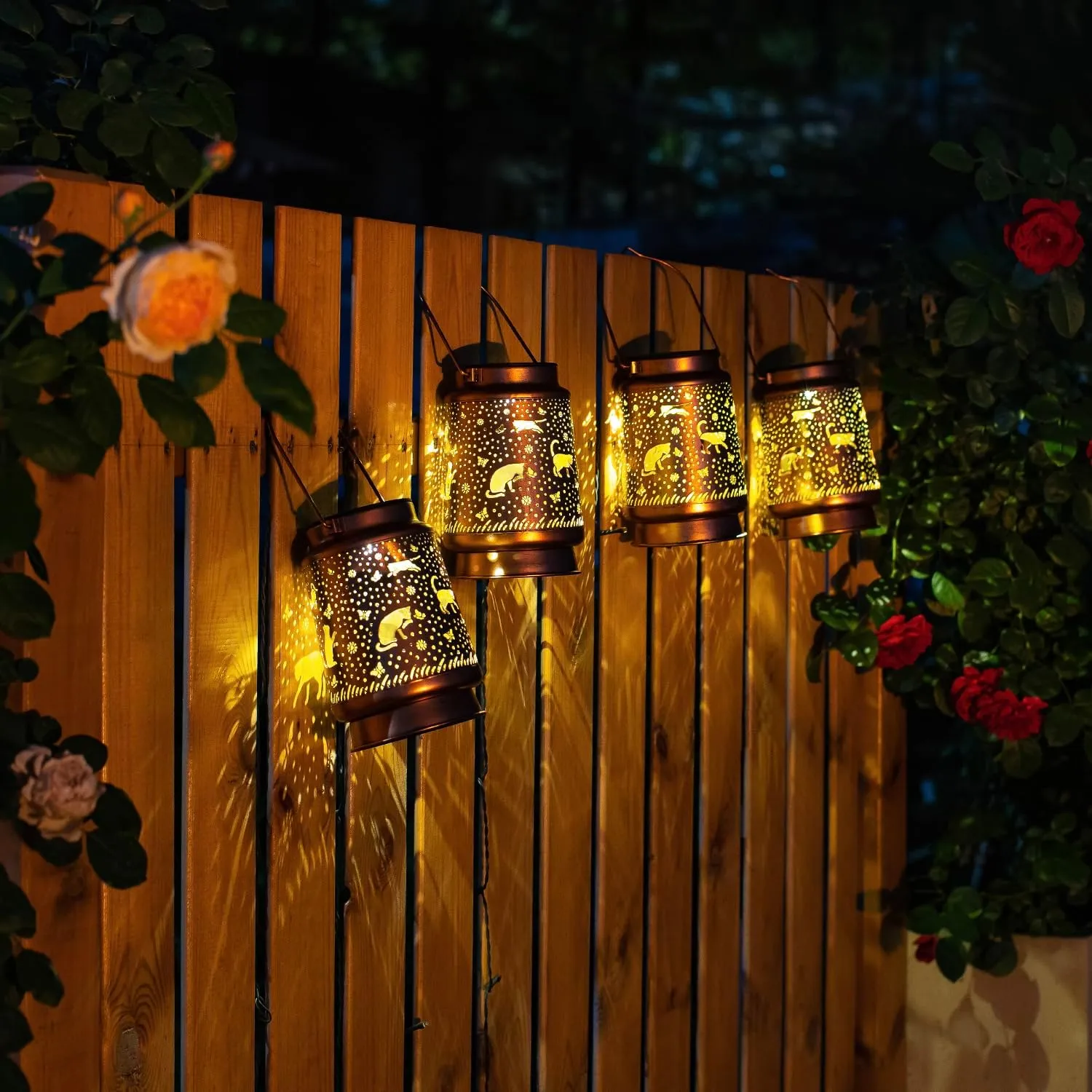 Cat Solar Lanterns Outdoor Waterproof Hanging Solar Lights Cat Gifts for Women Men Metal Decorative LED Cat Lanterns for Garden Decor,Yard,Patio,Lawn,Tabletop,Pathway,Landscape