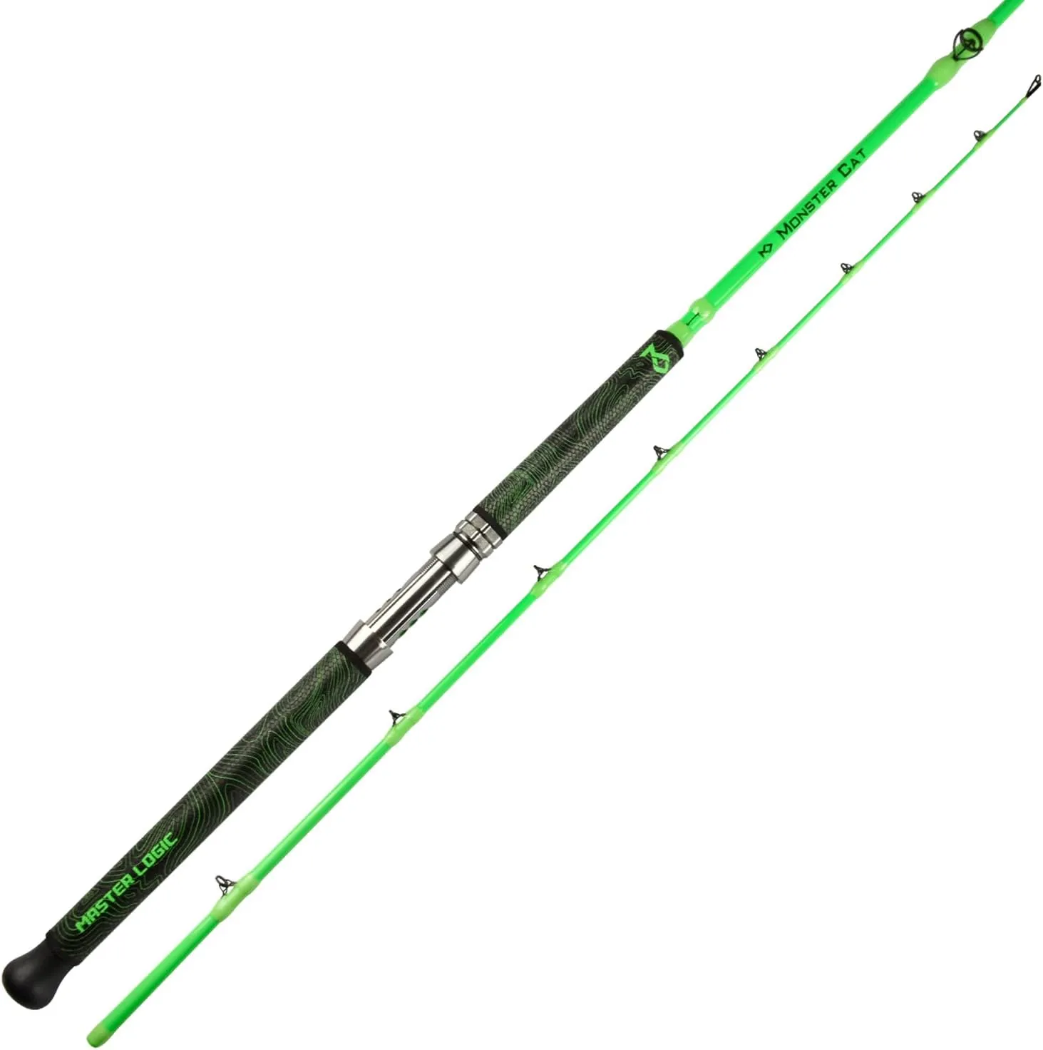 Catfish Fishing Rod 8’Glow in The Dark Catfishing Rods 2 Piece Catfish Pole with S-Glass and Carbon Graphite Super Grip Medium Heavy Catfishing Rods