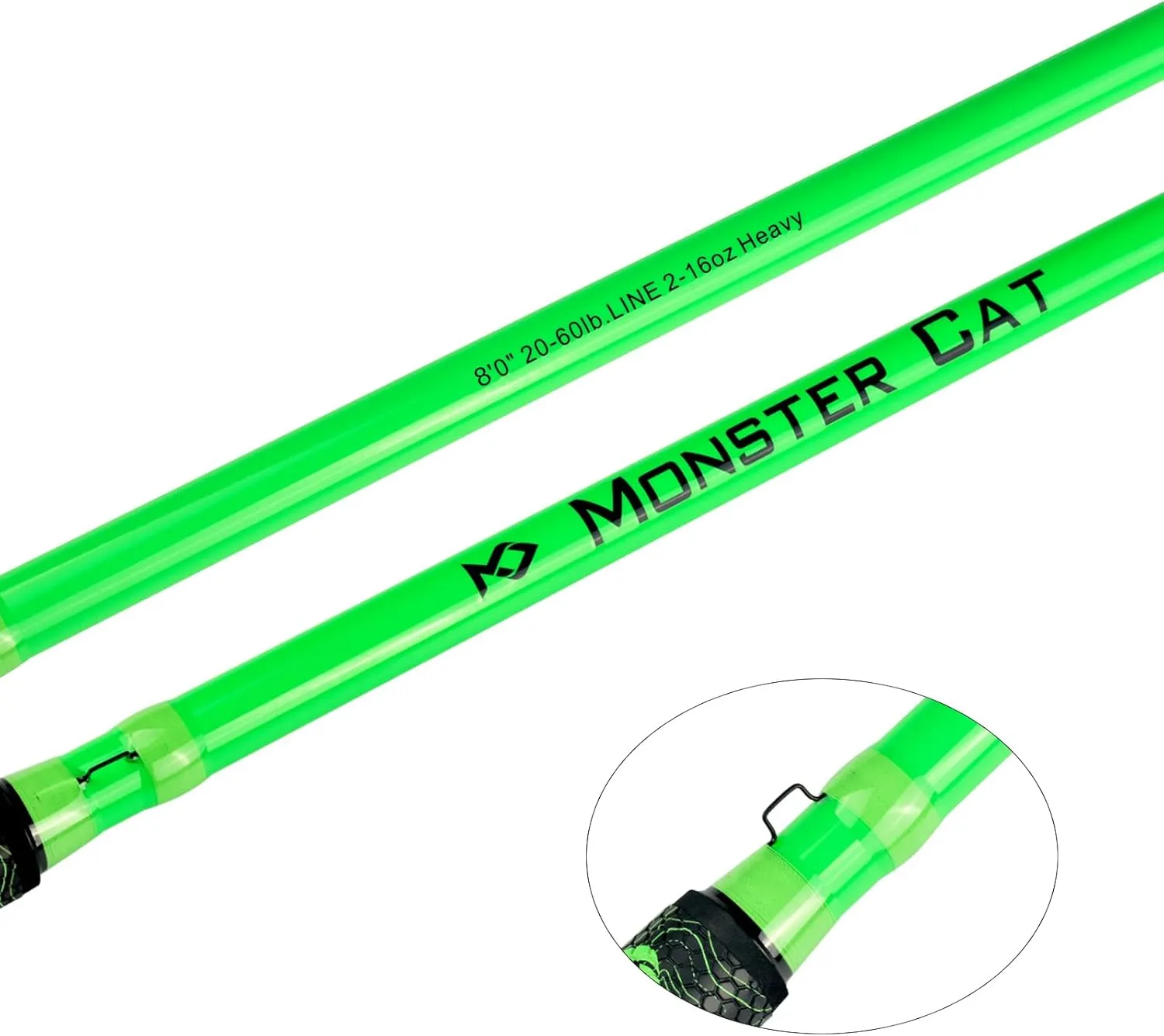Catfish Fishing Rod 8’Glow in The Dark Catfishing Rods 2 Piece Catfish Pole with S-Glass and Carbon Graphite Super Grip Medium Heavy Catfishing Rods