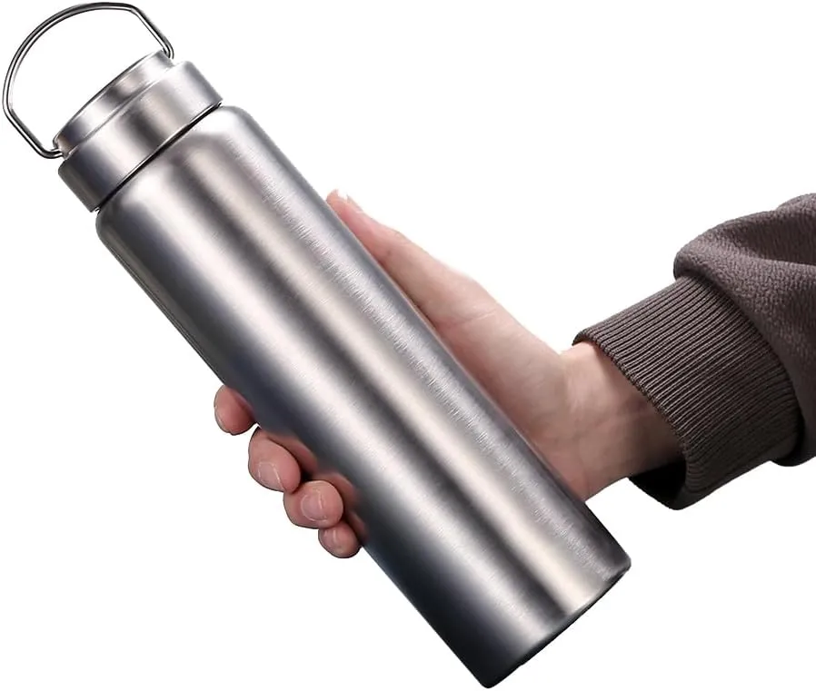 CDJ 16 OZ Uninsulated Single Wall Stainless Steel Water Bottle, Reusable Metal Water Bottle for Sports, Leakproof and Durable, Perfect for Hiking, Gym, Picnics, and Outdoor Activities