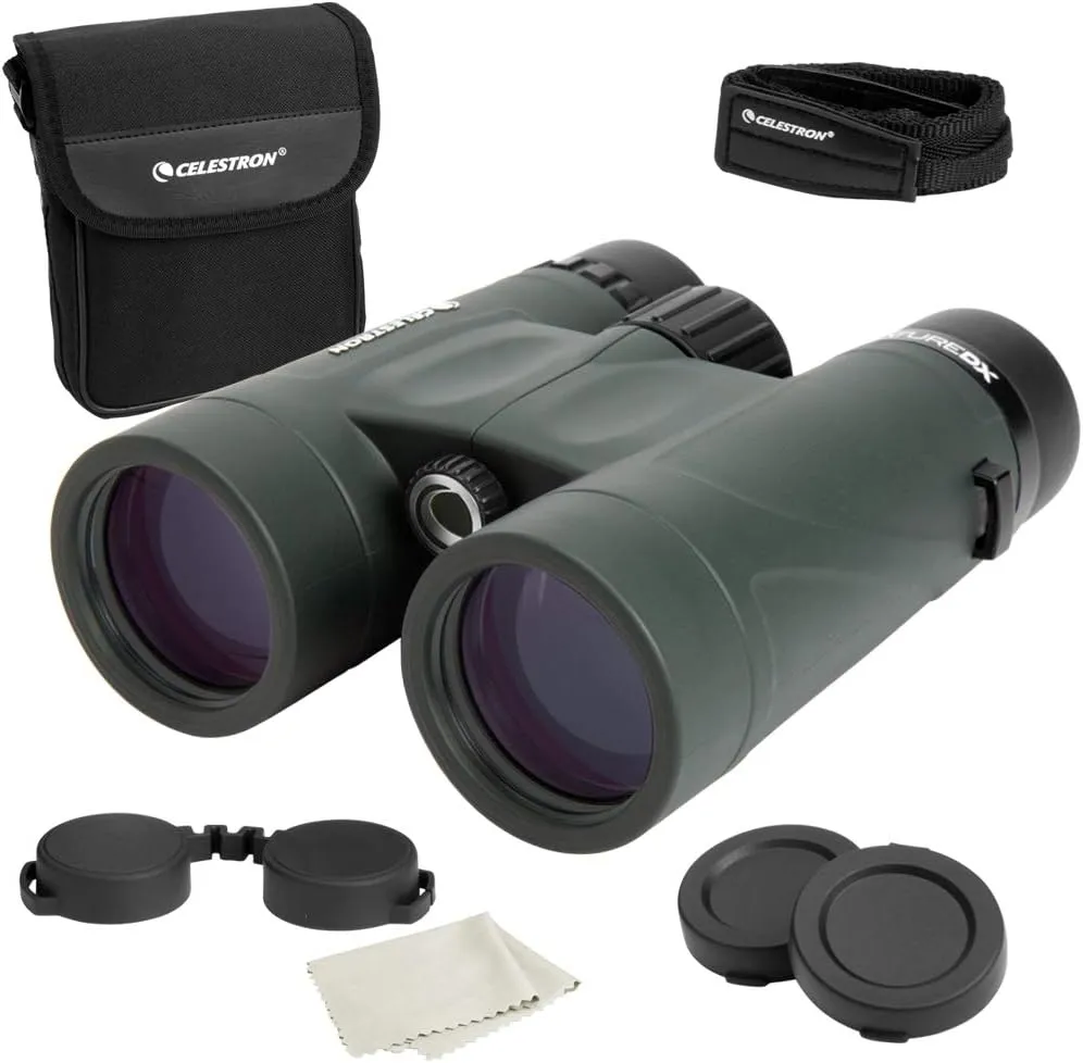 Celestron 71332 Nature DX 8x42mm Binoculars with Multi-Coated Lens, BaK-4 Prism Glass and Carry Case, Green