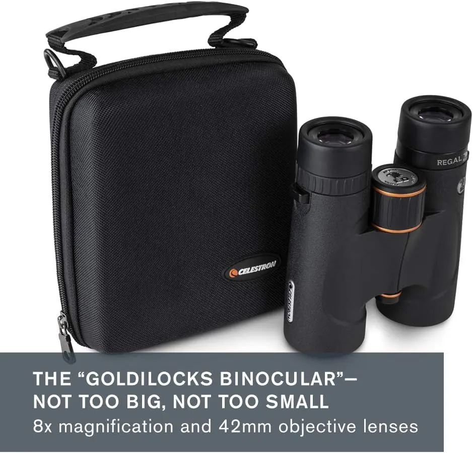 Celestron 71390 Regal ED 8x42 Binoculars for Birding and Outdoor Actvities, Phase and Dielectric Coated BaK–4 Prisms, Fully Multi-Coated Optics, 6.5 Feet Close Focus