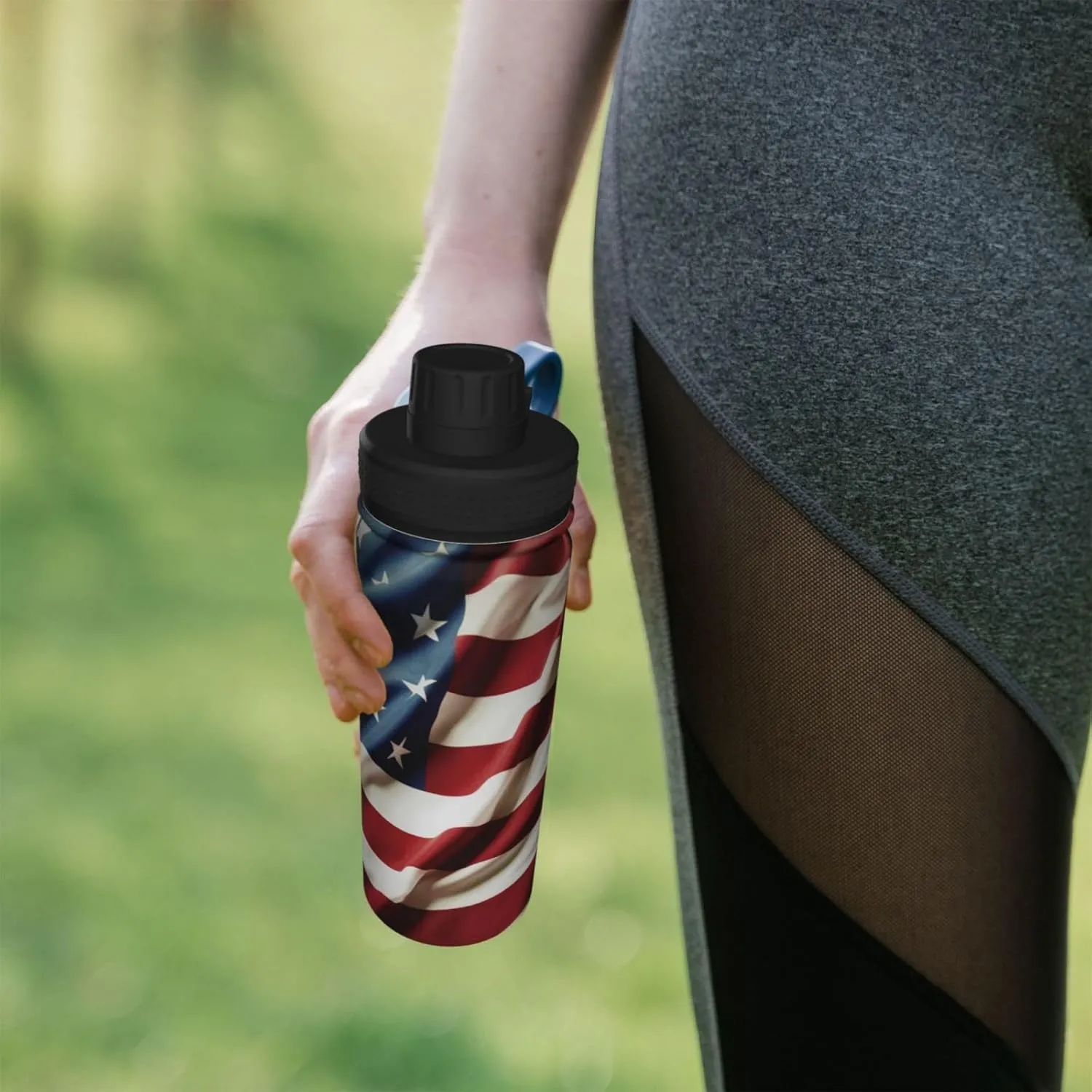 Cerburny Insulated Water Bottle Red USA Flag 18 oz Stainless Steel Bottles With Lid Leak Proof Gym Sport Water Jug For Men Women Adults