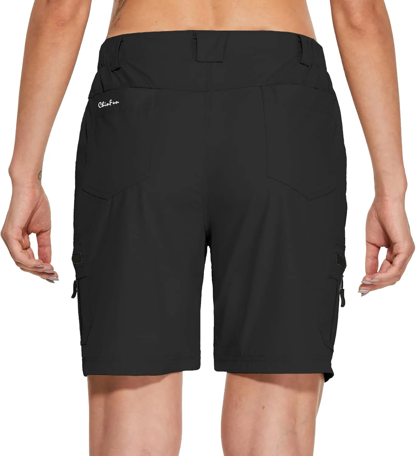 ChinFun Women's Stretch Cargo Shorts Lightweight Hiking Shorts Quick Dry Outdoor Shorts Water Resistant with 6 Pockets