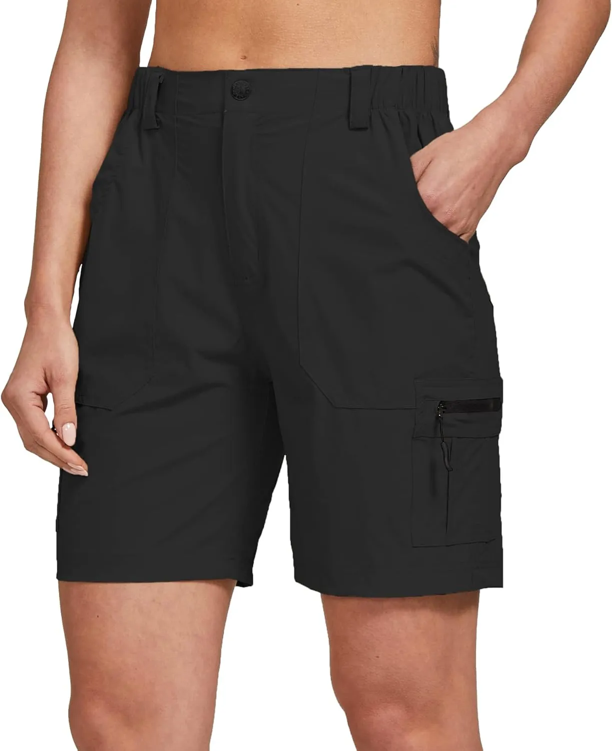 ChinFun Women's Stretch Cargo Shorts Lightweight Hiking Shorts Quick Dry Outdoor Shorts Water Resistant with 6 Pockets