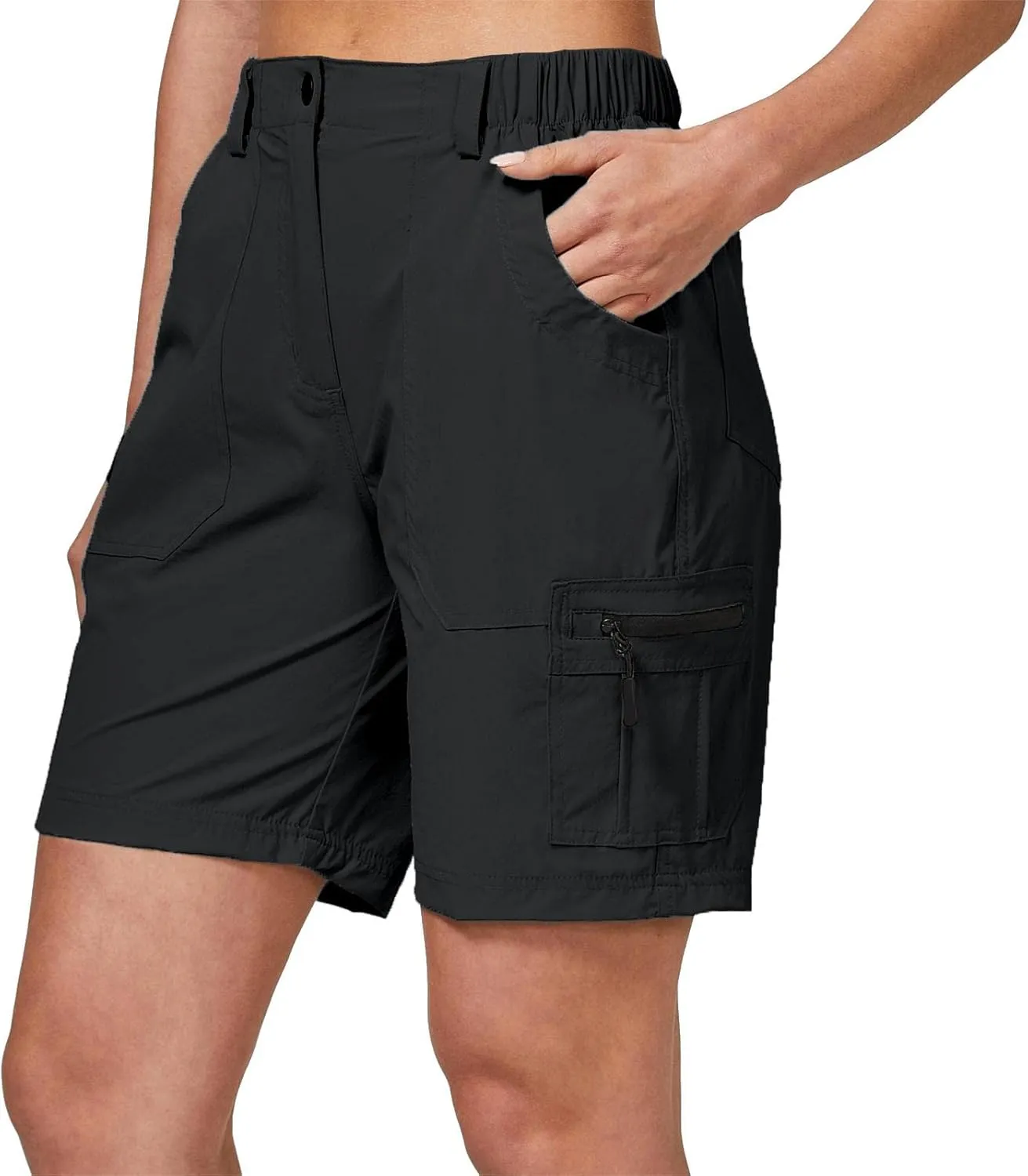 ChinFun Women's Stretch Cargo Shorts Lightweight Hiking Shorts Quick Dry Outdoor Shorts Water Resistant with 6 Pockets