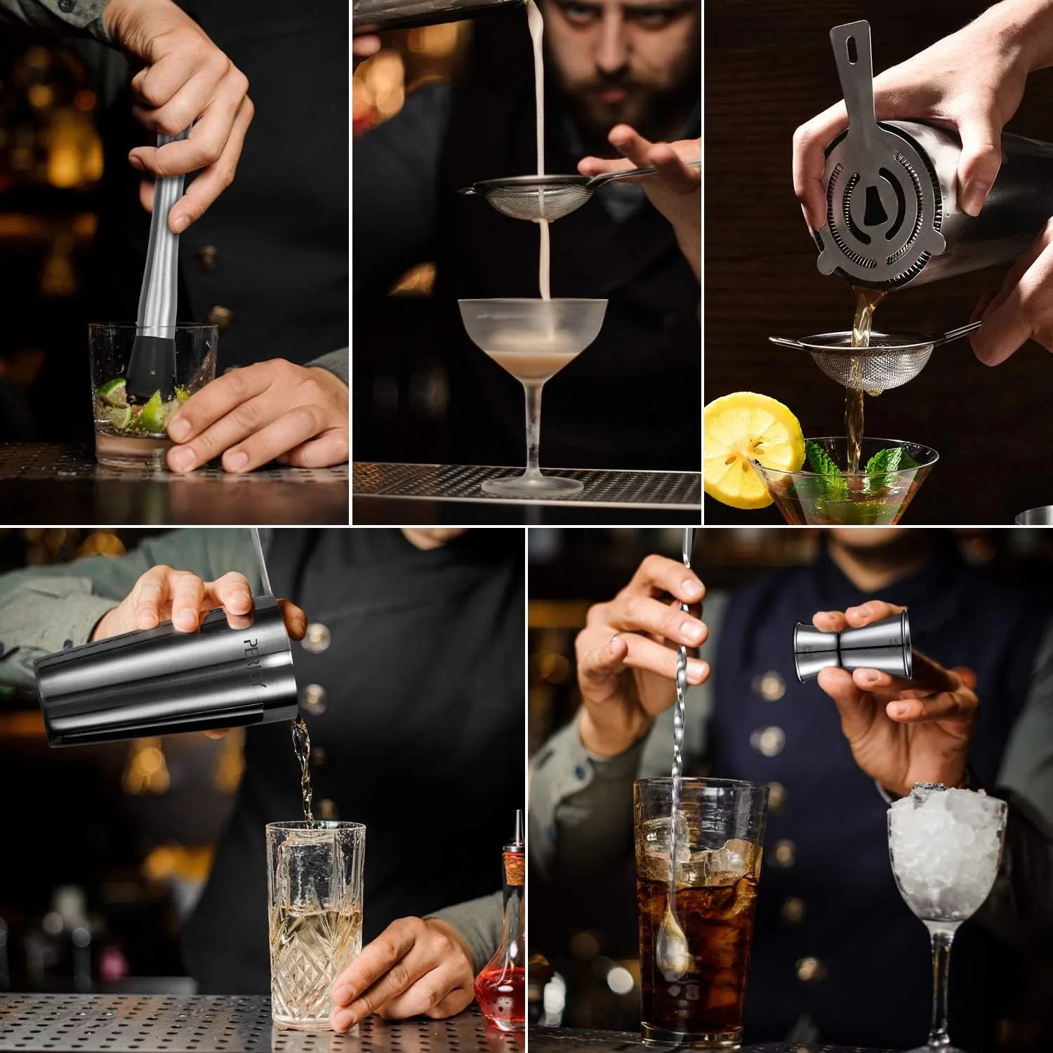 Cocktail Shaker Set, 16 Piece Bartender Kit, Cocktail Shaker, Stainless Steel Bar Set Accessories, Coktail Set, Boston Shaker, Drink Mixer Shaker, Bartending Bar Tools with Muddler Spoon Jigger