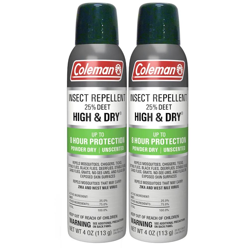Coleman 25% HIGH & DRY Deet - 4oz. Aerosol TWIN PACK
