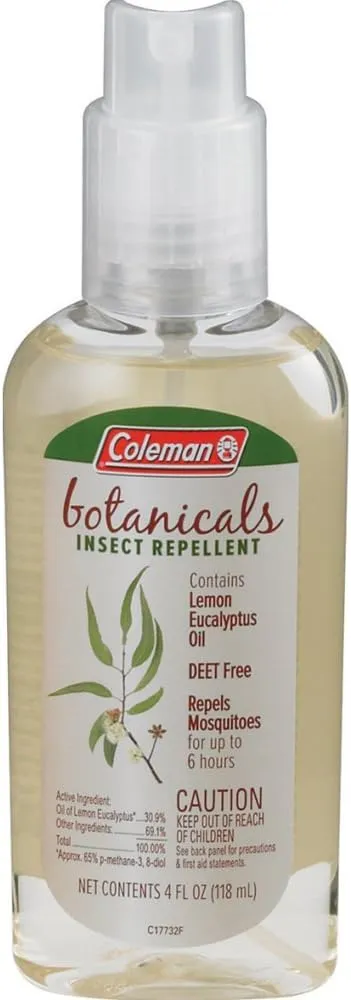 Coleman Botanicals Lemon Eucalyptus Insect Repellent DEET Free - 4oz. Pump - 2 Pack - w/ (6) Healthandoutdoor Hand Wipes