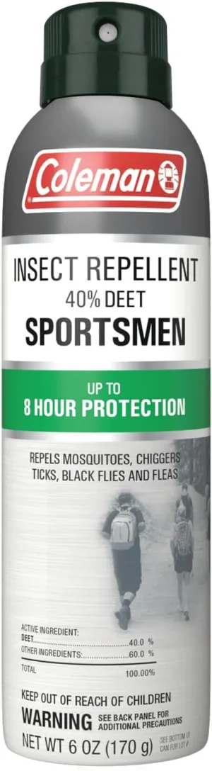 Coleman Insect Repellent Spray - 40% DEET Insect Repellent Spray, Protection Against Ticks, Mosquitoes, chiggers, gnats, Fleas, Flies, Ideal for Camping, Hiking, Outdoor Activities, 6oz Twin Pack
