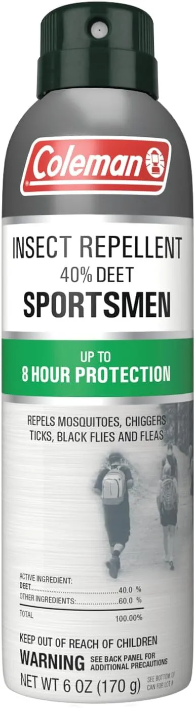 Coleman Insect Repellent Spray - 40% DEET Insect Repellent Spray, Protection Against Ticks, Mosquitoes, chiggers, gnats, Fleas, Flies, Ideal for Camping, Hiking, Outdoor Activities, 6oz Twin Pack