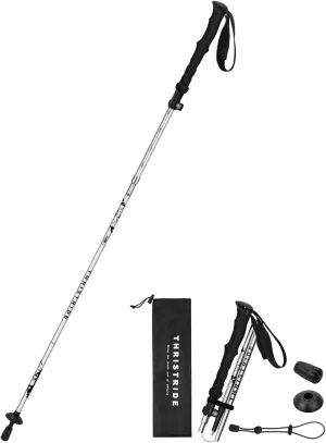 Collapsible Aluminum Single Trekking Pole(1pc) - Lightweight Hiking Stick for Men, Women & Seniors, Adjustable Walking Pole for Hiking, Camping & Outdoor Activities