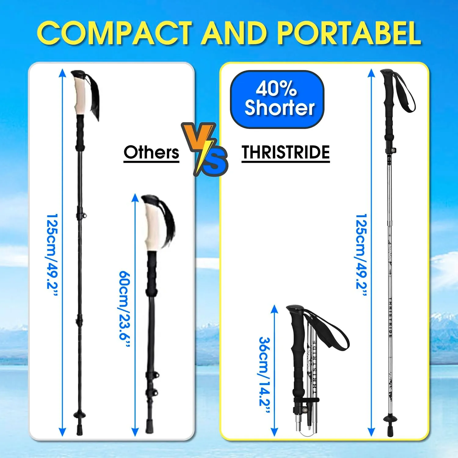 Collapsible Aluminum Single Trekking Pole(1pc) - Lightweight Hiking Stick for Men, Women & Seniors, Adjustable Walking Pole for Hiking, Camping & Outdoor Activities