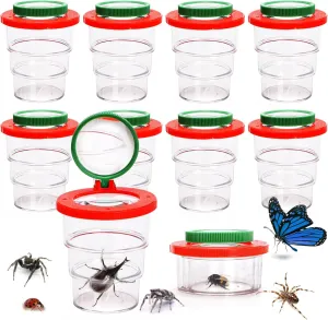 Coloch 10 Pack Bug Viewer for Kids, Plastic Magnifying Insect Box Stretchable Bug Magnifier Container Breathable Insect Bug Cage Bug Jar Bug Observation Tools, for Kids, Children, Nature Exploration