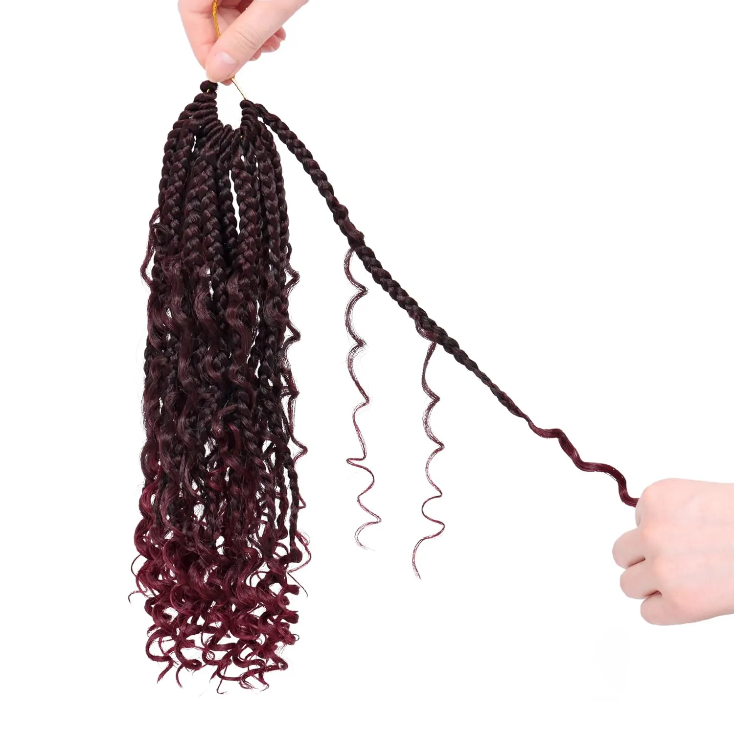 Colorful Queen Goddess Box Braids Crochet Hair 10 Inch Bohemian Box Braids Crochet Hair with Curly Ends Boho 3X Synthetic Crochet Braiding Hair for Women (8 pack, 1b/bug#)