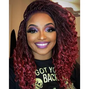 Colorful Queen Goddess Box Braids Crochet Hair 10 Inch Bohemian Box Braids Crochet Hair with Curly Ends Boho 3X Synthetic Crochet Braiding Hair for Women (8 pack, 1b/bug#)