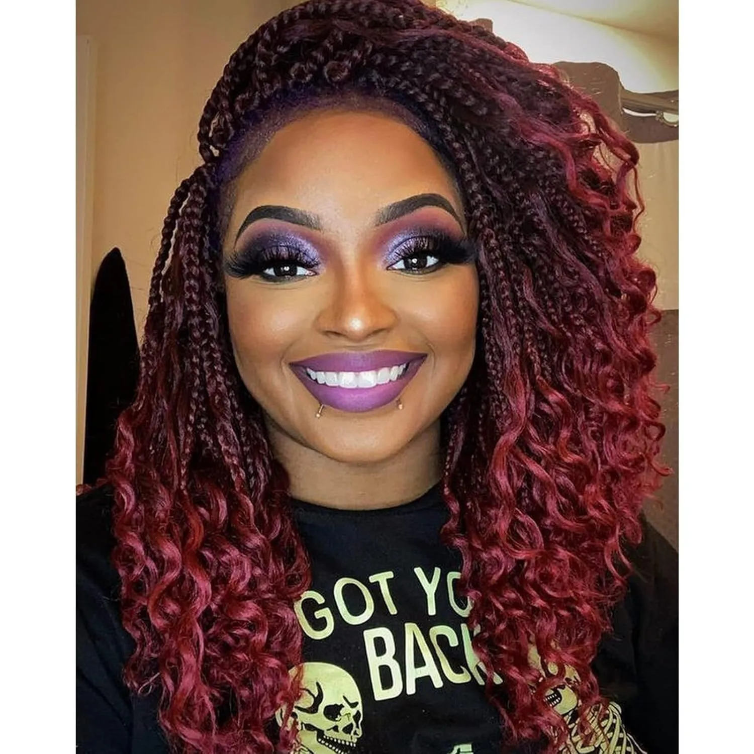 Colorful Queen Goddess Box Braids Crochet Hair 10 Inch Bohemian Box Braids Crochet Hair with Curly Ends Boho 3X Synthetic Crochet Braiding Hair for Women (8 pack, 1b/bug#)