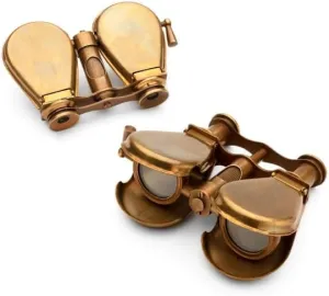 Compact Binoculars for Adults - Vintage Antique Brass Spyglass or Opera Glasses - 2X Magnification Folding Mini Binoculars for Cruise Ship, Bird Watching, Stargazing or Theater by Kings County Tools