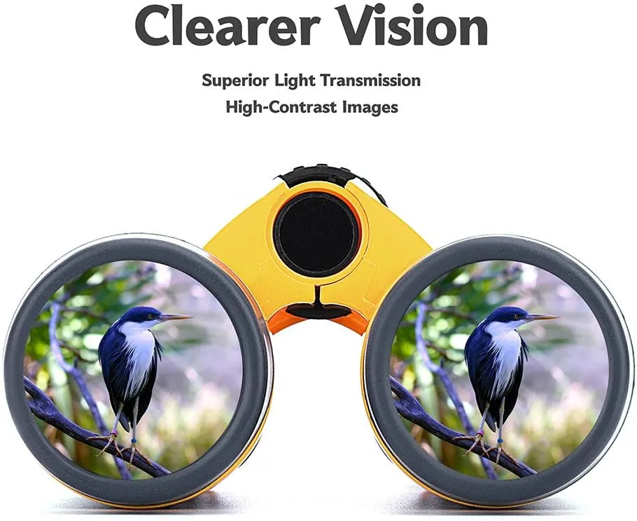 Compact Binoculars for Kids Bird Watching Hiking Camping Fishing Accessories Gear Essentials Best Toy Gifts for Boys Girls Children Toddler Waterproof 5X30 Optical Lens Including Compass