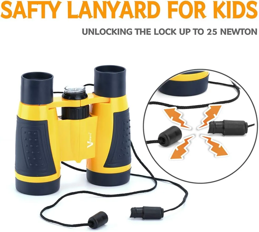 Compact Binoculars for Kids Bird Watching Hiking Camping Fishing Accessories Gear Essentials Best Toy Gifts for Boys Girls Children Toddler Waterproof 5X30 Optical Lens Including Compass