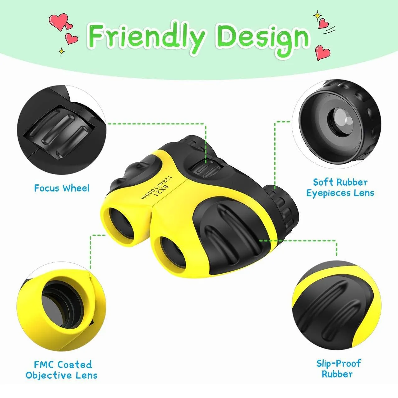 Compact High Resolution Shockproof Binoculars for Kids